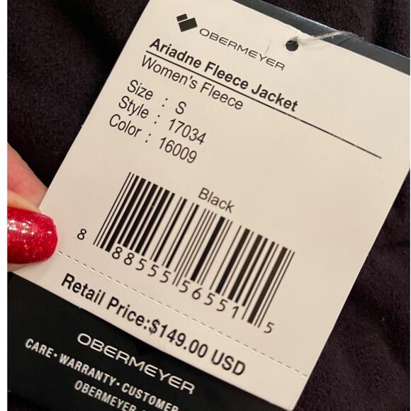 Obermeyer Women’s Ariadne Black Fleece Jacket Size Small NWT - Picture 9 of 10